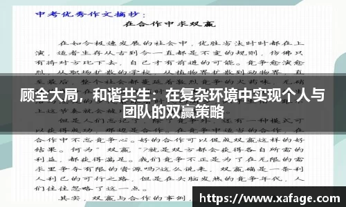 顾全大局，和谐共生：在复杂环境中实现个人与团队的双赢策略
